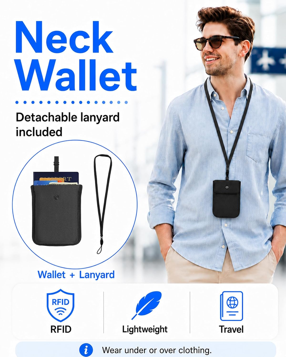 RFID-Blocking Travel Bra Wallet, Hidden Money Pouch with Elastic Strap | Ideal Secret Pocket to Protect Your Passport, Credit Cards, Cash and Valuables Under-Clothes, Nude