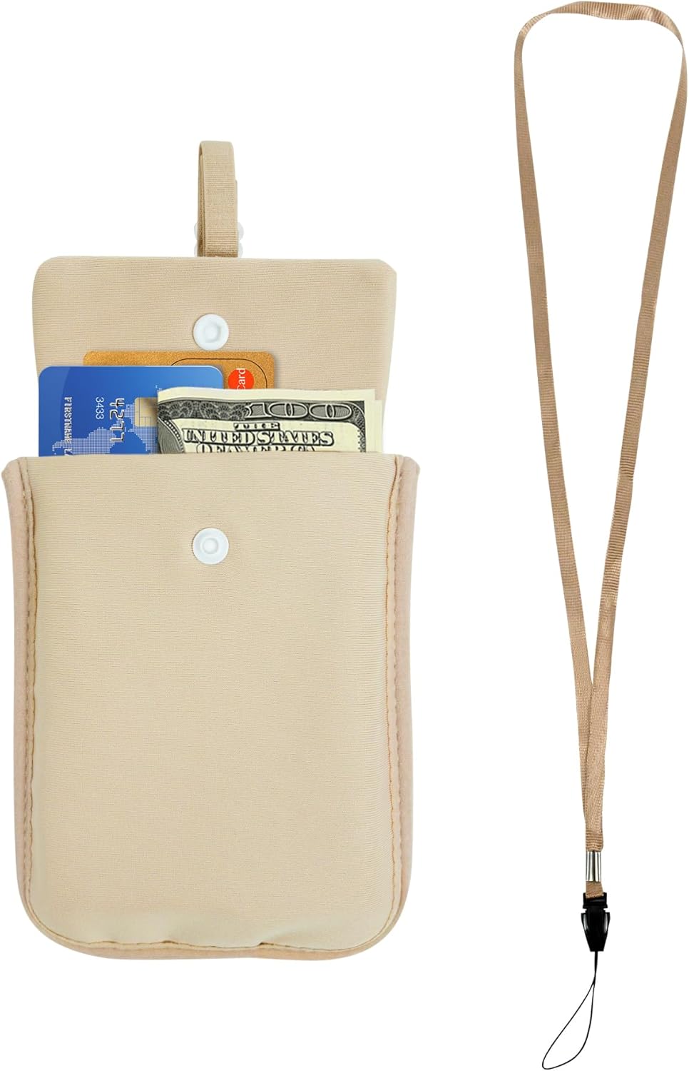 RFID-Blocking Travel Bra Wallet, Hidden Money Pouch with Elastic Strap | Ideal Secret Pocket to Protect Your Passport, Credit Cards, Cash and Valuables Under-Clothes, Nude