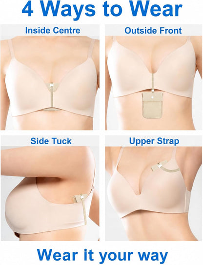 RFID-Blocking Travel Bra Wallet, Hidden Money Pouch with Elastic Strap | Ideal Secret Pocket to Protect Your Passport, Credit Cards, Cash and Valuables Under-Clothes, Nude