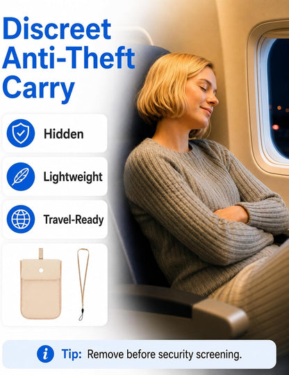 RFID-Blocking Travel Bra Wallet, Hidden Money Pouch with Elastic Strap | Ideal Secret Pocket to Protect Your Passport, Credit Cards, Cash and Valuables Under-Clothes, Nude