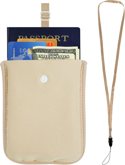 RFID-Blocking Travel Bra Wallet, Hidden Money Pouch with Elastic Strap | Ideal Secret Pocket to Protect Your Passport, Credit Cards, Cash and Valuables Under-Clothes, Nude