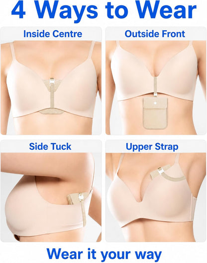 RFID-Blocking Travel Bra Wallet, Hidden Money Pouch with Elastic Strap | Ideal Secret Pocket to Protect Your Passport, Credit Cards, Cash and Valuables Under-Clothes, Nude