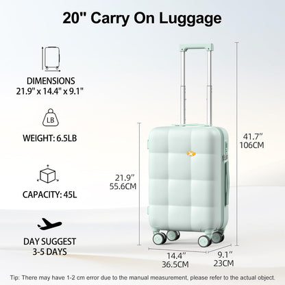 Hardshell Carry On Luggage with Spinner Wheels & Built-in TSA Lock,PC Durable Suitcase Rolling Luggage with Scratch-Resistant Surface, Pink