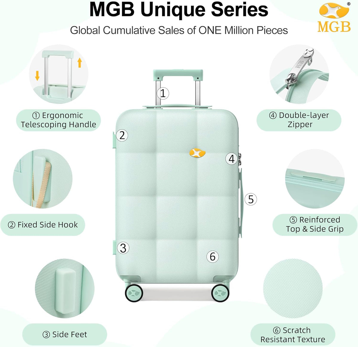 Hardshell Carry On Luggage with Spinner Wheels & Built-in TSA Lock,PC Durable Suitcase Rolling Luggage with Scratch-Resistant Surface, Pink
