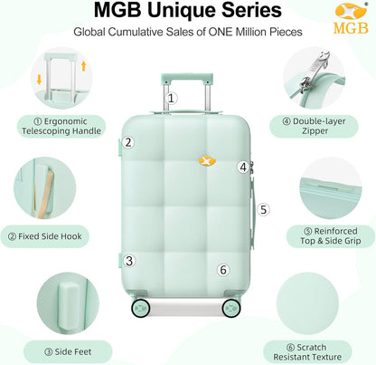Hardshell Carry On Luggage with Spinner Wheels & Built-in TSA Lock,PC Durable Suitcase Rolling Luggage with Scratch-Resistant Surface, Pink