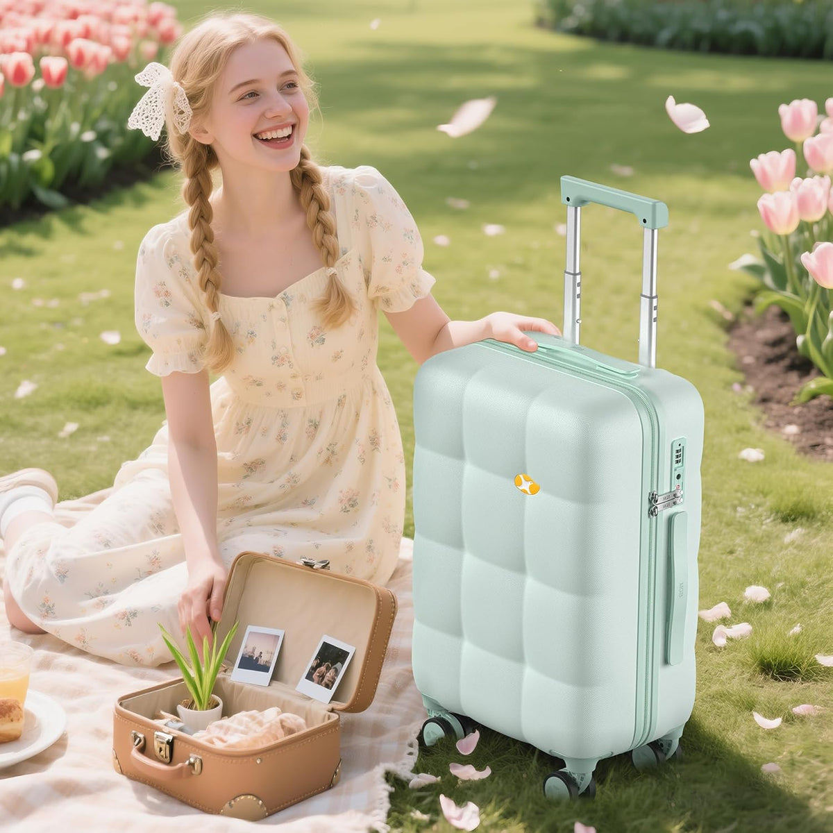 Hardshell Carry On Luggage with Spinner Wheels & Built-in TSA Lock,PC Durable Suitcase Rolling Luggage with Scratch-Resistant Surface, Pink