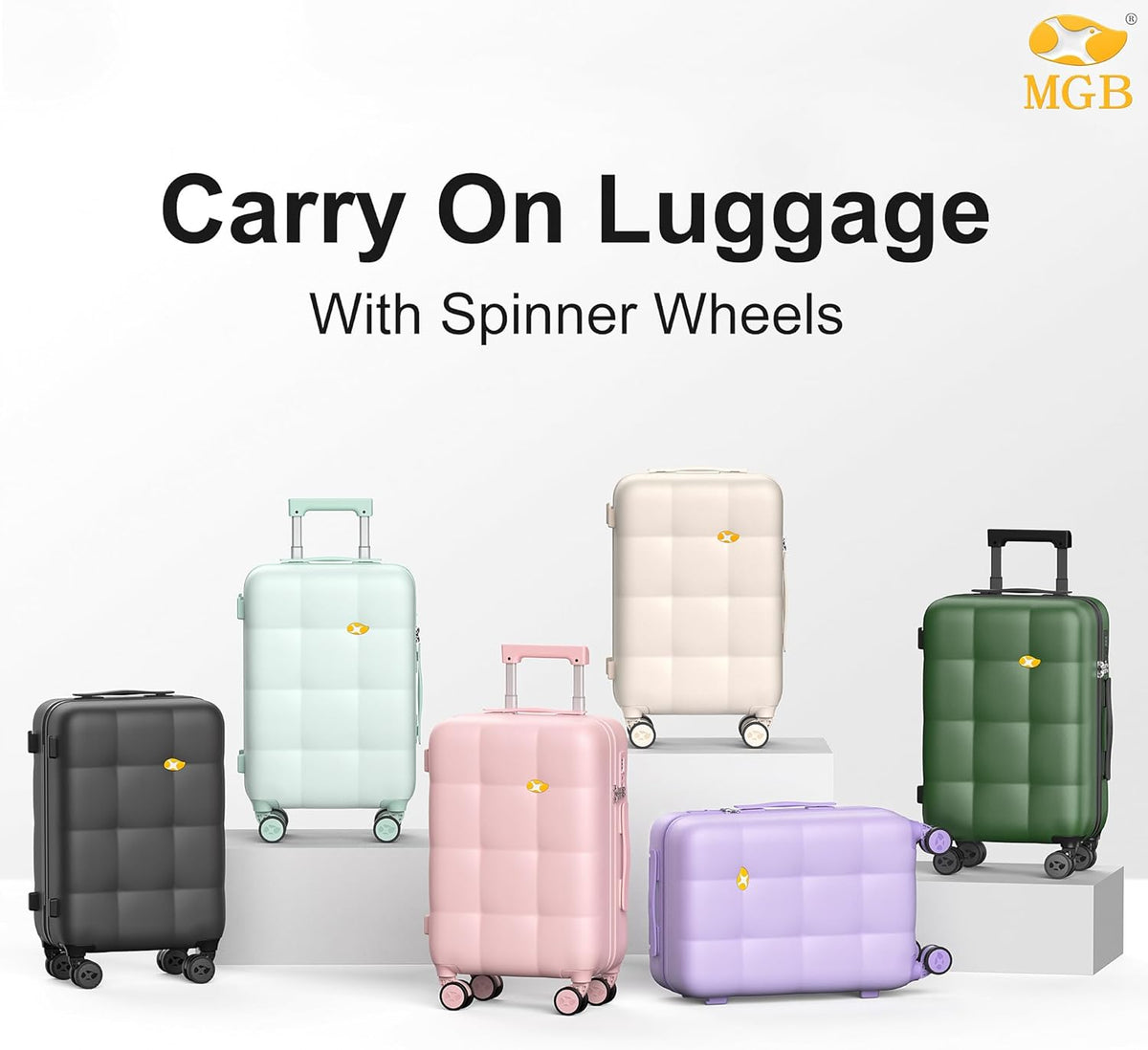 Hardshell Carry On Luggage with Spinner Wheels & Built-in TSA Lock,PC Durable Suitcase Rolling Luggage with Scratch-Resistant Surface, Pink