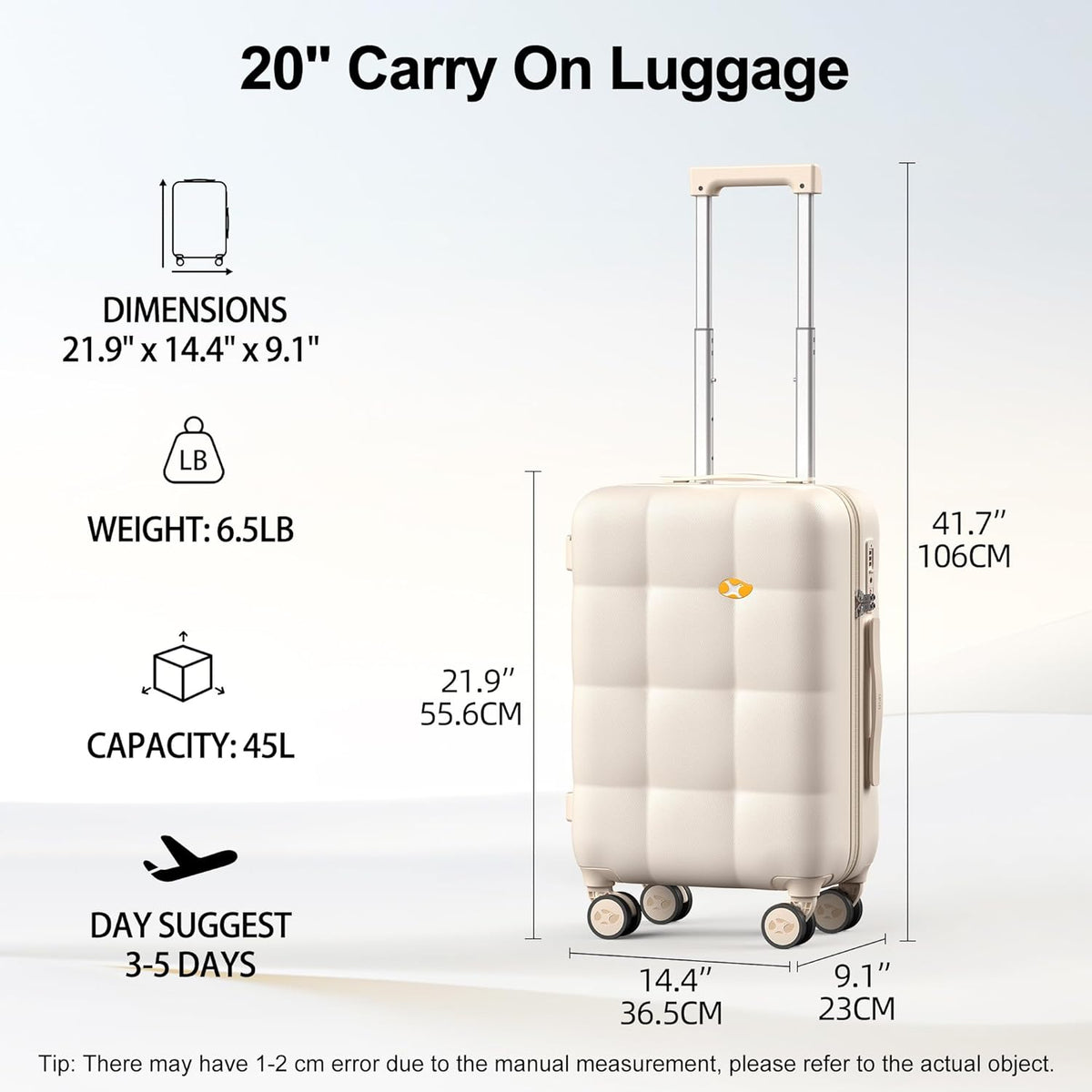 Hardshell Carry On Luggage with Spinner Wheels & Built-in TSA Lock,PC Durable Suitcase Rolling Luggage with Scratch-Resistant Surface, Pink