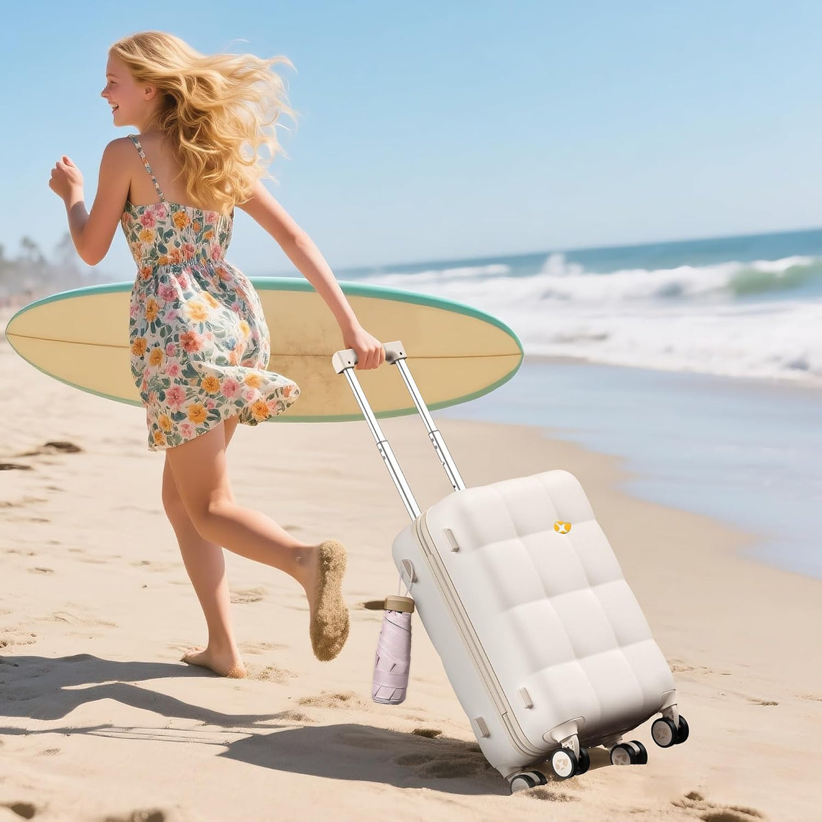 Hardshell Carry On Luggage with Spinner Wheels & Built-in TSA Lock,PC Durable Suitcase Rolling Luggage with Scratch-Resistant Surface, Pink