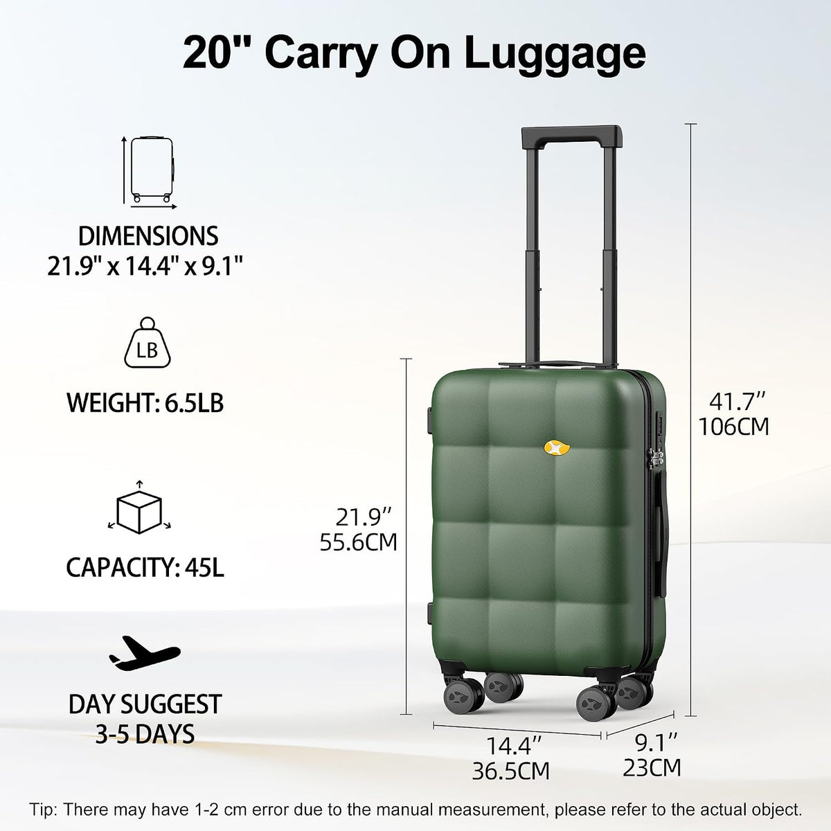 Hardshell Carry On Luggage with Spinner Wheels & Built-in TSA Lock,PC Durable Suitcase Rolling Luggage with Scratch-Resistant Surface, Pink