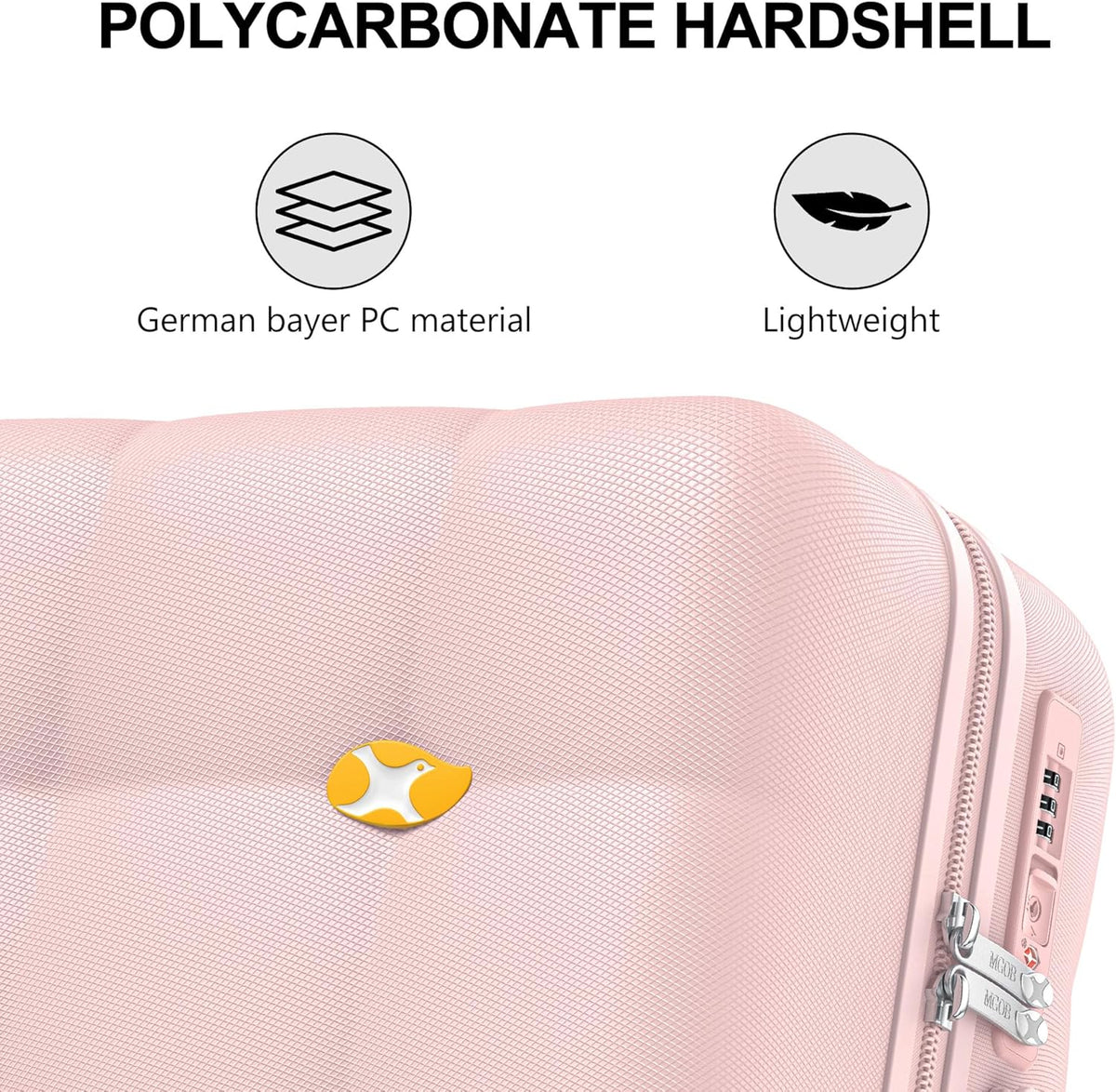 Hardshell Carry On Luggage with Spinner Wheels & Built-in TSA Lock,PC Durable Suitcase Rolling Luggage with Scratch-Resistant Surface, Pink