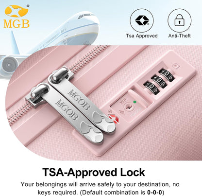 Hardshell Carry On Luggage with Spinner Wheels & Built-in TSA Lock,PC Durable Suitcase Rolling Luggage with Scratch-Resistant Surface, Pink