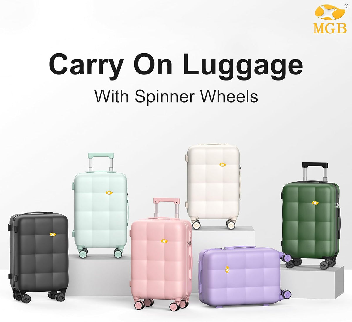 Hardshell Carry On Luggage with Spinner Wheels & Built-in TSA Lock,PC Durable Suitcase Rolling Luggage with Scratch-Resistant Surface, Pink