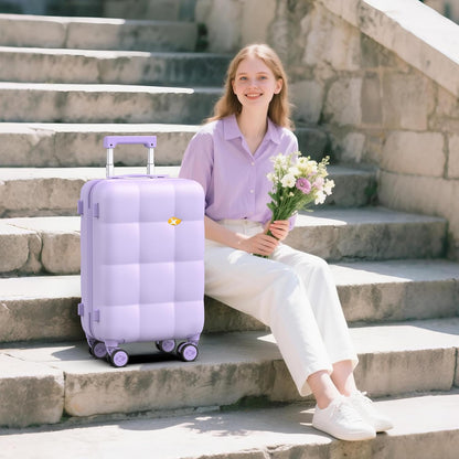 Hardshell Carry On Luggage with Spinner Wheels & Built-in TSA Lock,PC Durable Suitcase Rolling Luggage with Scratch-Resistant Surface, Pink
