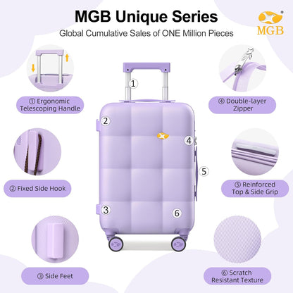 Hardshell Carry On Luggage with Spinner Wheels & Built-in TSA Lock,PC Durable Suitcase Rolling Luggage with Scratch-Resistant Surface, Pink