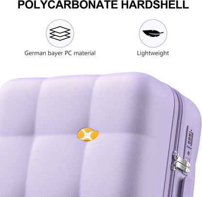Hardshell Carry On Luggage with Spinner Wheels & Built-in TSA Lock,PC Durable Suitcase Rolling Luggage with Scratch-Resistant Surface, Pink
