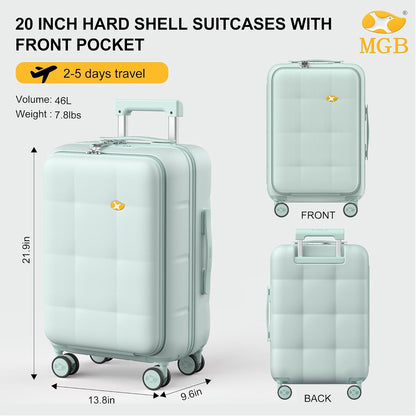 Hardshell Carry On Luggage with Spinner Wheels & Built-in TSA Lock,PC Durable Suitcase Rolling Luggage with Scratch-Resistant Surface, Pink