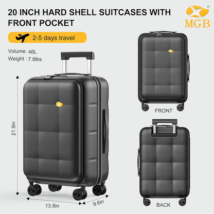 Hardshell Carry On Luggage with Spinner Wheels & Built-in TSA Lock,PC Durable Suitcase Rolling Luggage with Scratch-Resistant Surface, Pink