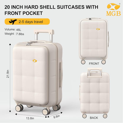 Hardshell Carry On Luggage with Spinner Wheels & Built-in TSA Lock,PC Durable Suitcase Rolling Luggage with Scratch-Resistant Surface, Pink
