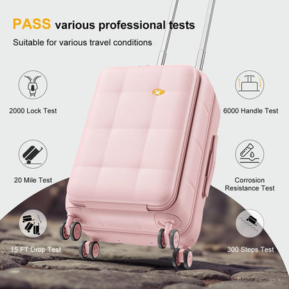 Hardshell Carry On Luggage with Spinner Wheels & Built-in TSA Lock,PC Durable Suitcase Rolling Luggage with Scratch-Resistant Surface, Pink