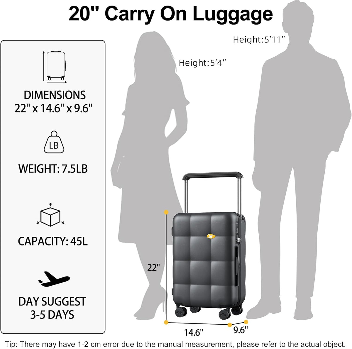 Hardshell Carry On Luggage with Spinner Wheels & Built-in TSA Lock,PC Durable Suitcase Rolling Luggage with Scratch-Resistant Surface, Pink