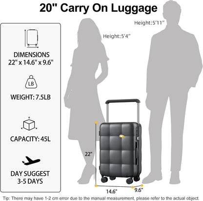 Hardshell Carry On Luggage with Spinner Wheels & Built-in TSA Lock,PC Durable Suitcase Rolling Luggage with Scratch-Resistant Surface, Pink