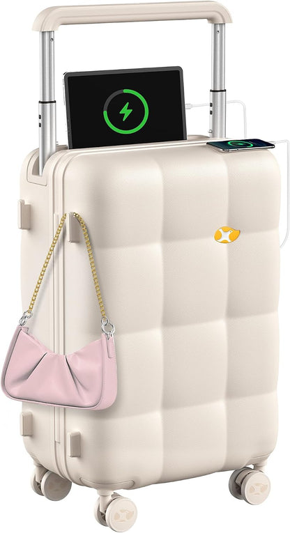 Hardshell Carry On Luggage with Spinner Wheels & Built-in TSA Lock,PC Durable Suitcase Rolling Luggage with Scratch-Resistant Surface, Pink