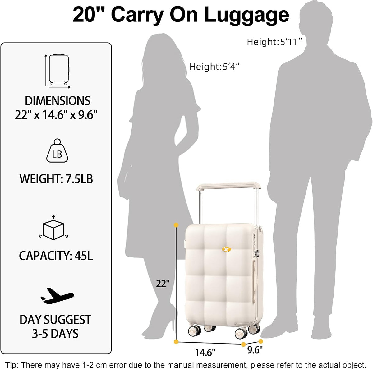 Hardshell Carry On Luggage with Spinner Wheels & Built-in TSA Lock,PC Durable Suitcase Rolling Luggage with Scratch-Resistant Surface, Pink