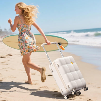 Hardshell Carry On Luggage with Spinner Wheels & Built-in TSA Lock,PC Durable Suitcase Rolling Luggage with Scratch-Resistant Surface, Pink