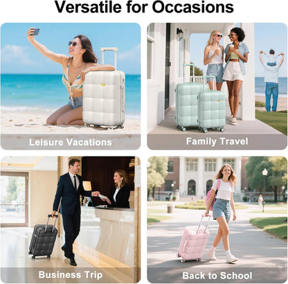 Hardshell Carry On Luggage with Spinner Wheels & Built-in TSA Lock,PC Durable Suitcase Rolling Luggage with Scratch-Resistant Surface, Pink