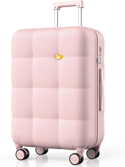 Hardshell Carry On Luggage with Spinner Wheels & Built-in TSA Lock,PC Durable Suitcase Rolling Luggage with Scratch-Resistant Surface, Pink