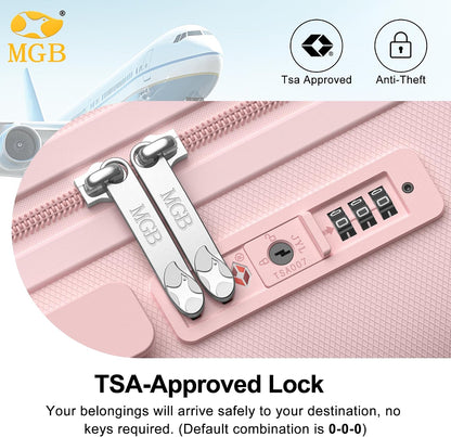 Hardshell Carry On Luggage with Spinner Wheels & Built-in TSA Lock,PC Durable Suitcase Rolling Luggage with Scratch-Resistant Surface, Pink