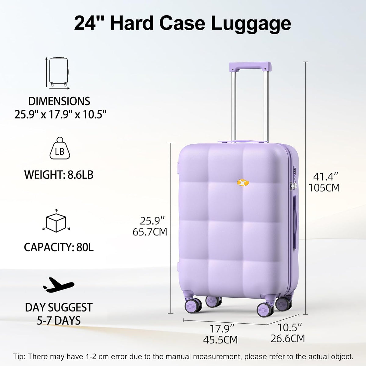 Hardshell Carry On Luggage with Spinner Wheels & Built-in TSA Lock,PC Durable Suitcase Rolling Luggage with Scratch-Resistant Surface, Pink