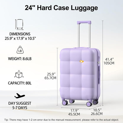 Hardshell Carry On Luggage with Spinner Wheels & Built-in TSA Lock,PC Durable Suitcase Rolling Luggage with Scratch-Resistant Surface, Pink