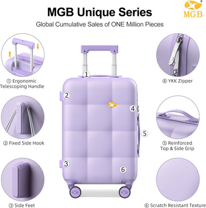 Hardshell Carry On Luggage with Spinner Wheels & Built-in TSA Lock,PC Durable Suitcase Rolling Luggage with Scratch-Resistant Surface, Pink