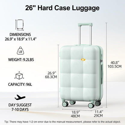 Hardshell Carry On Luggage with Spinner Wheels & Built-in TSA Lock,PC Durable Suitcase Rolling Luggage with Scratch-Resistant Surface, Pink