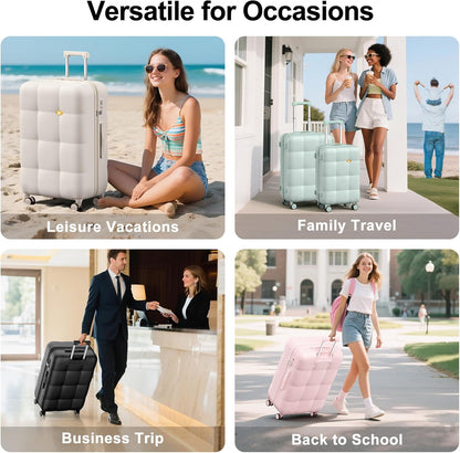 Hardshell Carry On Luggage with Spinner Wheels & Built-in TSA Lock,PC Durable Suitcase Rolling Luggage with Scratch-Resistant Surface, Pink