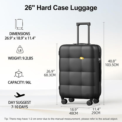 Hardshell Carry On Luggage with Spinner Wheels & Built-in TSA Lock,PC Durable Suitcase Rolling Luggage with Scratch-Resistant Surface, Pink