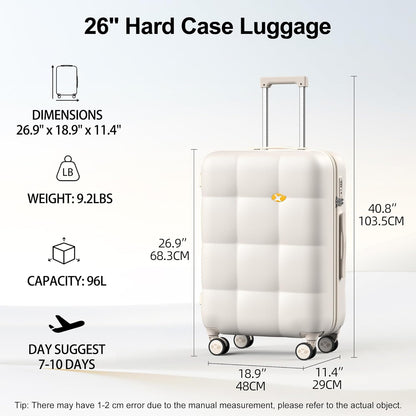 Hardshell Carry On Luggage with Spinner Wheels & Built-in TSA Lock,PC Durable Suitcase Rolling Luggage with Scratch-Resistant Surface, Pink