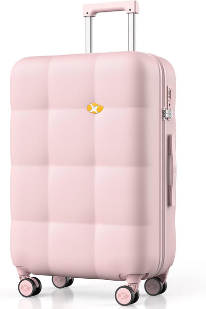 Hardshell Carry On Luggage with Spinner Wheels & Built-in TSA Lock,PC Durable Suitcase Rolling Luggage with Scratch-Resistant Surface, Pink