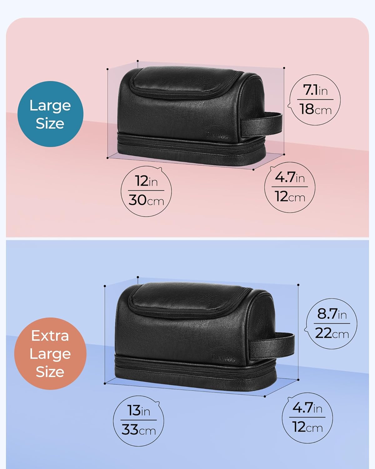 Hanging Toiletry Bag for Men PU Leather Shaving Dopp Kit, Brown | Water-Resistant Travel Organizer with Hanging Hook for Toiletries, Shaving Tools, Grooming Items, and Men’s Gifts