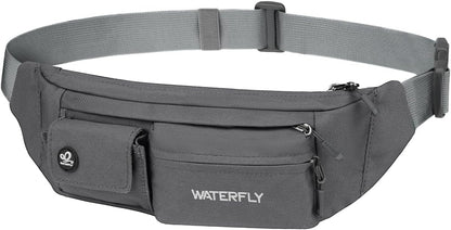 Small Crossbody Fanny Pack, Slim Waist Bag Chest Pouch Black | 5 Pocket, Lightweight, Water Resistant, Hip Bag for Travel Hiking Running Walking, Fits All Phones for Women Men