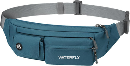 Small Crossbody Fanny Pack, Slim Waist Bag Chest Pouch Black | 5 Pocket, Lightweight, Water Resistant, Hip Bag for Travel Hiking Running Walking, Fits All Phones for Women Men