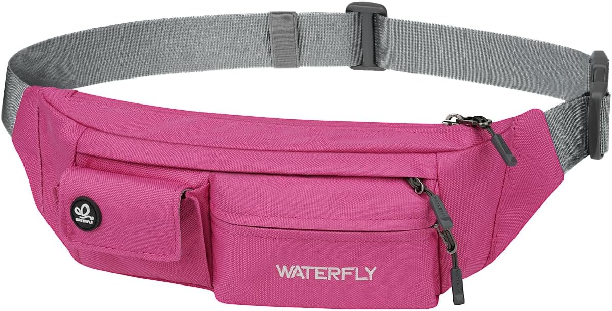 Small Crossbody Fanny Pack, Slim Waist Bag Chest Pouch Black | 5 Pocket, Lightweight, Water Resistant, Hip Bag for Travel Hiking Running Walking, Fits All Phones for Women Men