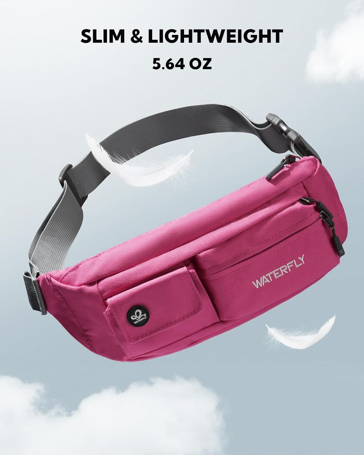 Small Crossbody Fanny Pack, Slim Waist Bag Chest Pouch Black | 5 Pocket, Lightweight, Water Resistant, Hip Bag for Travel Hiking Running Walking, Fits All Phones for Women Men