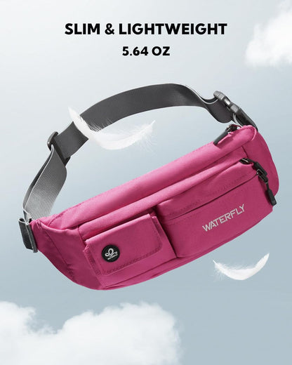 Small Crossbody Fanny Pack, Slim Waist Bag Chest Pouch Black | 5 Pocket, Lightweight, Water Resistant, Hip Bag for Travel Hiking Running Walking, Fits All Phones for Women Men