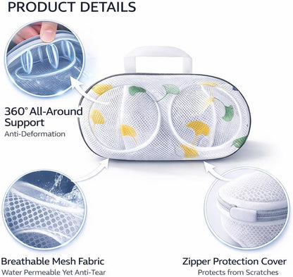 Bra Washing Protector Set, 4 Pcs Lingerie Laundry Bags with Molded Compartments, 360° Structured Support, Protect Underwire & Cups, Anti-Snag Breathable Mesh for Delicates