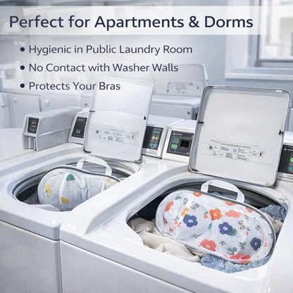Bra Washing Protector Set, 4 Pcs Lingerie Laundry Bags with Molded Compartments, 360° Structured Support, Protect Underwire & Cups, Anti-Snag Breathable Mesh for Delicates