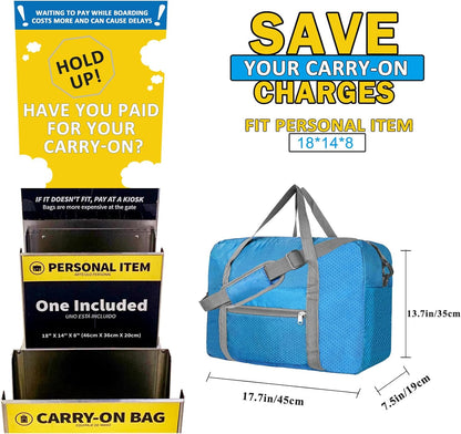 For Spirit Airlines Personal Item Bag 18x14x8 Foldable Carry on Bags for Airplanes Travel Duffel Bags for Women and Men