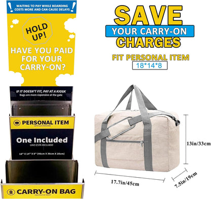 For Spirit Airlines Personal Item Bag 18x14x8 Foldable Carry on Bags for Airplanes Travel Duffel Bags for Women and Men